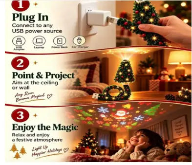 Projecteur de Noël Magique – 6 Scènes Féeriques Beauty