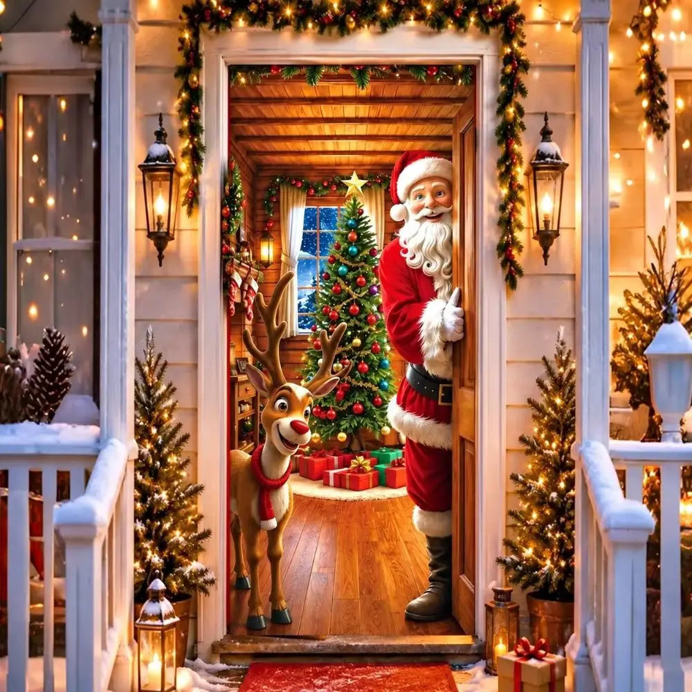 Décoration de porte de Noël Beauty